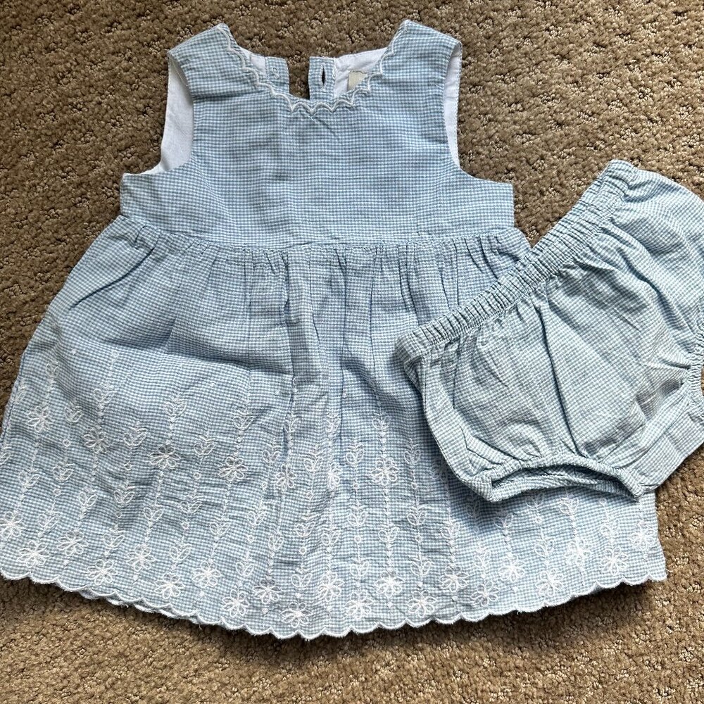 Nordstrom Blue and White gingham dress 3 months